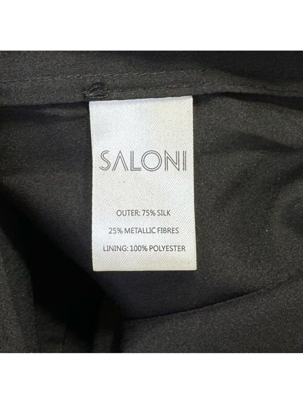 NEW Saloni Alya Black Rainbow Oilspill Silk Metallic Midi Dress Size 4 - Picture 14 of 16